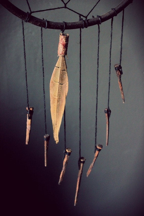Monarris. Rustic Antique Nail and Iron Dream Catcher.
