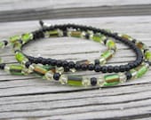 Green Yellow and Black Eyeglass Chain. Swarovski Lanyard. PIF. SALE.