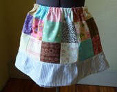 Girls Spring Summer Patchwork Skirt Handmade Skirt Unique Multi Patterns Colors Elastic Waist Patchwork Skirt Whimsical Striped Ruffle