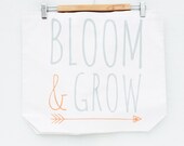 Bloom and Grow - screen print, recycled grocery, shopping, everyday tote