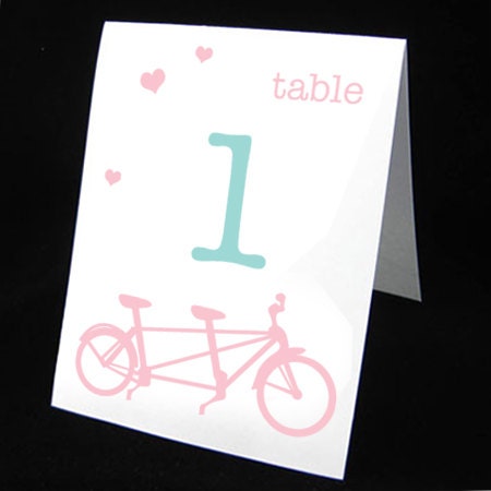 Table Number Sign Tent Style Double Sided - Tandem Bike WE042TS