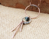 Copper and Silver. Artisan Necklace. Circles. Tassle. Oxidized. Wire Jewelry.