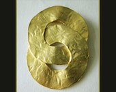 Large Textured Matte Goldtone Twin Circles Brooch,Vintage Jewelry,Women