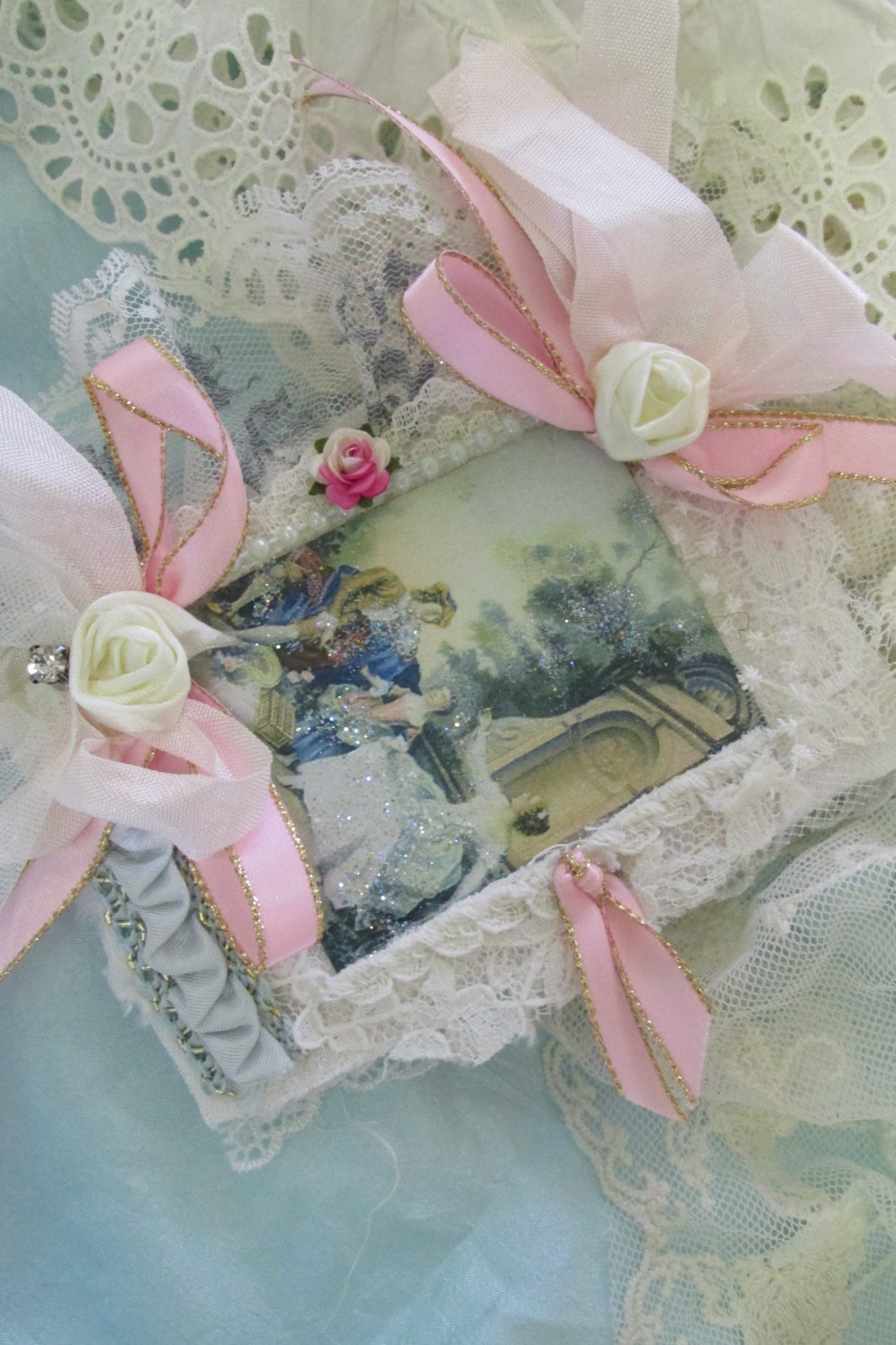 Marie Antoinette Lace Journal Shabby Rose Journal  With Pink Ribbons