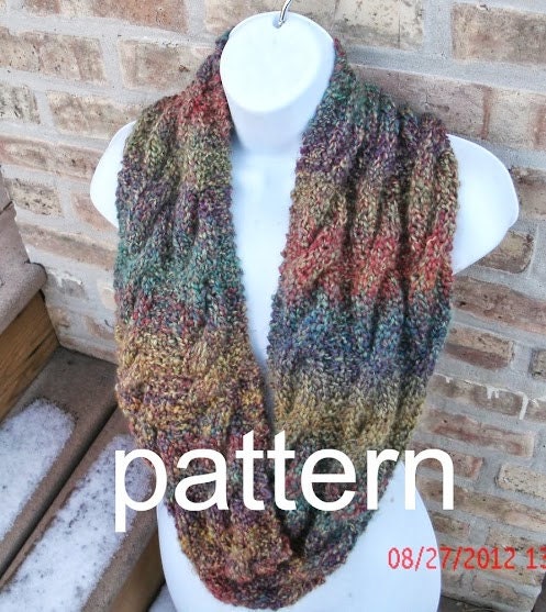 Knit Pattern - INSTANT DOWNLOAD - Infinity Cable Scarf by designbcb -PDF Pattern