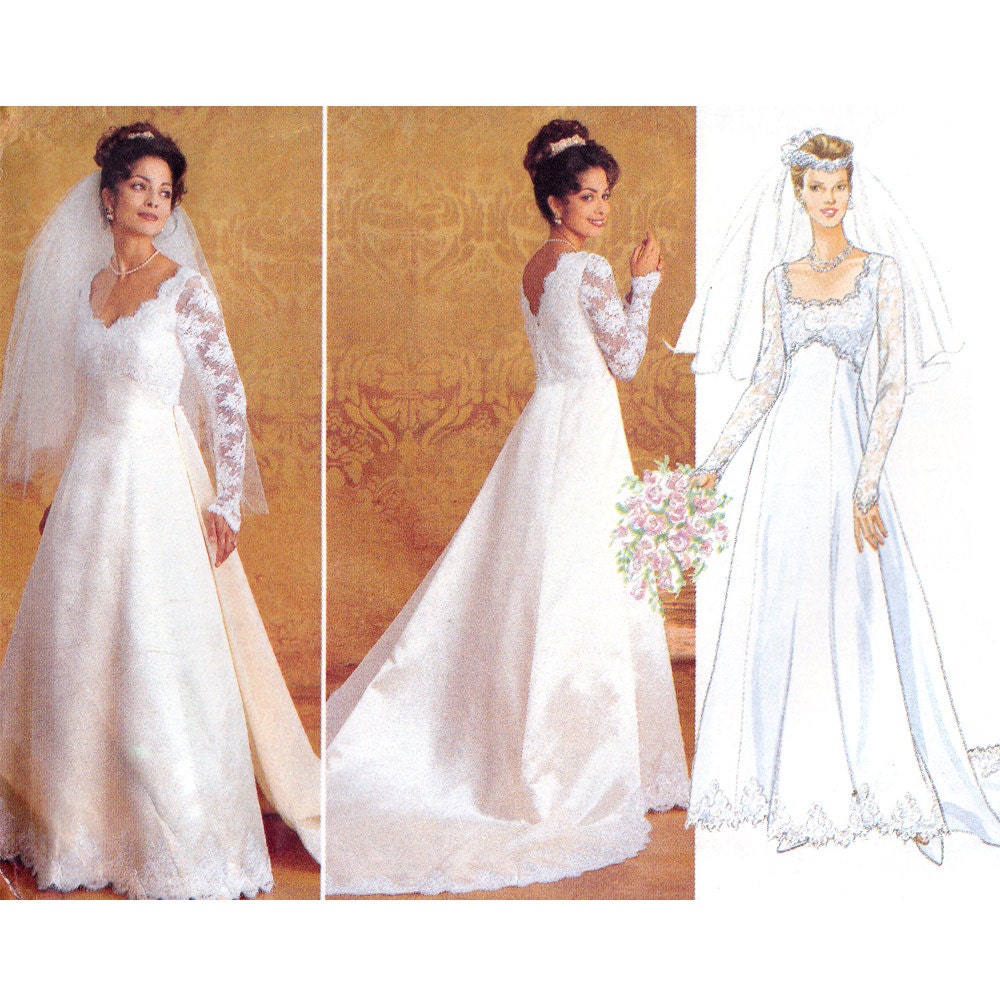 Bridal Gown Sewing Pattern with Detachable Train - Wedding Dress Pattern - Butterick 4289 - B4289 - Uncut, Factory Folds