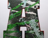 Nursery Letter, Decoupage Letter, Alphabet Letter, Wood Letter, Wall Letter, Letter for Nursery, Graffiti style A