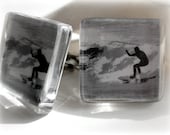 Surf cufflinks- surfing cuff links, gift for fiance, father of bride, husband, best man by Cathie Carlson