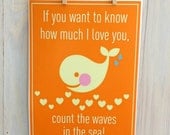 Whale nursery decor- inspirational, beach, orange, 11x14 poster print by Cathie Carlson