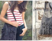 Rustic Chic, Small Cotton Bag, Shabby Ruffles, Summer Bag, Adult or Young Miss