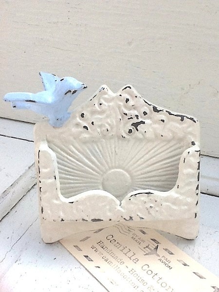 Business Card Holder, Shabby Creamy White, Small Bird, Office Supplies, Business Supplies, Shabby Chic, Iphone Holder, Spring Decor, Pink - CamillaCotton