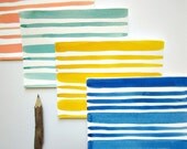 Watercolor Stripe Note Card Set - hand-painted