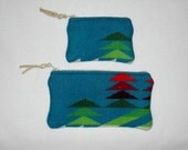Purse Organizer Set of 2 / Gift Set / Wool Turquoise and Green Southwestern Geometric Tribal