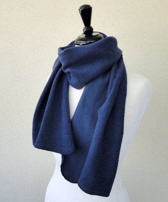 organic cotton fleece scarf - mens scarf - blue grey scarf - unisex scarf neck warmer
