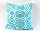 Aqua Lattice Print Pillow Cover 20 inch