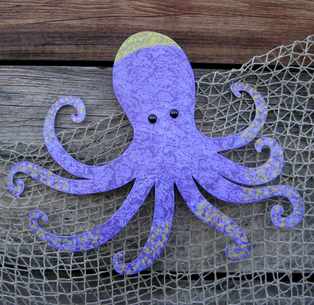 Metal wall art - Otis - upcycled metal octopus ocean decor  purple lavender nursery kids Room beach house