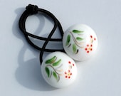 Ponytail Holder Hair Accessory - Wildflower Vintage Glass Buttons