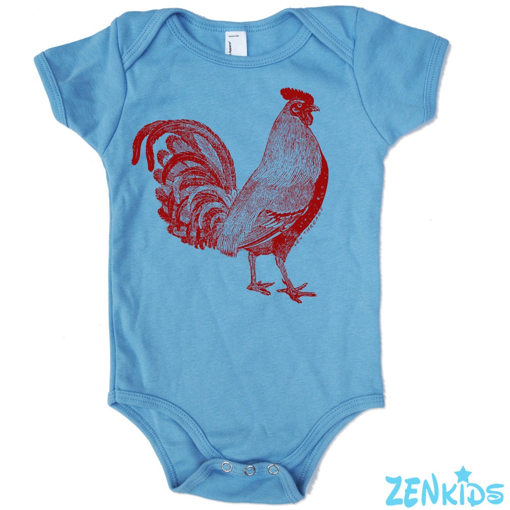 Baby Onesie Urban ROOSTER  -  american apparel Organic Natural - FREE Shipping