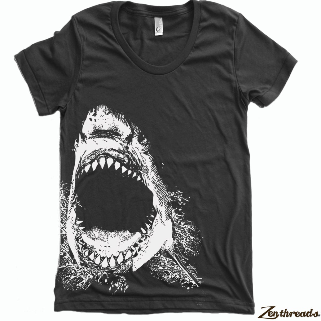 Womens SHARK tee T Shirt american apparel S M L XL (16 Colors Available)