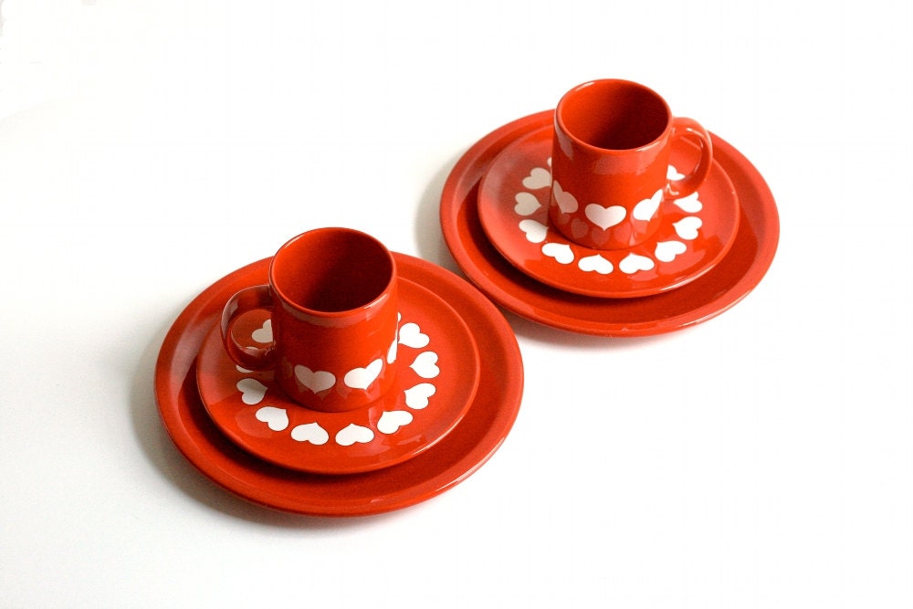 Vintage Waechtersbach Heart Dishes for Two