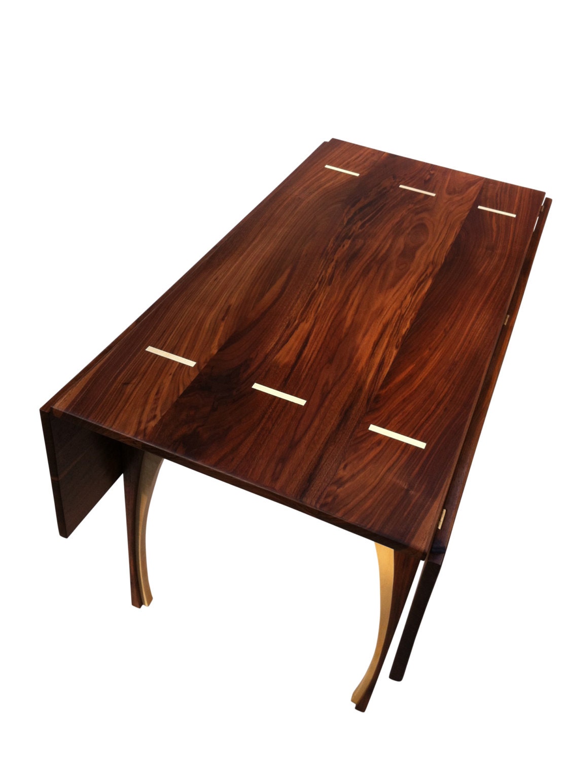 Drop Leaf Dining Table - Solid Walnut - 48 inches Square - Seats 8 - Contemporary Modern Lines