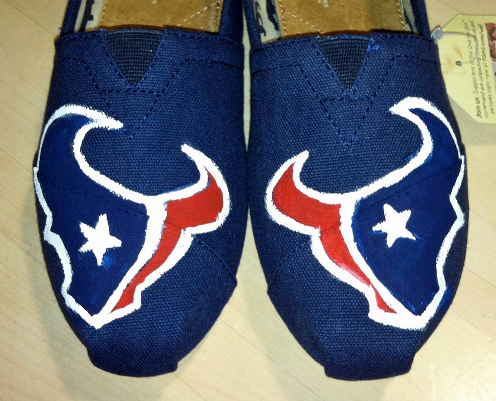 SALE-Custom Texans Toms - ladies size 7.5, ready to ship now, originally 99.00