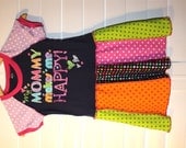 My MOMMY makes me HAPPY   ....super cool funky recycled upcycled repurposed pieced  dress or tunic size 3T/4T