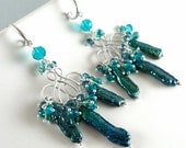 Peacock Pearl Chandelier Earrings