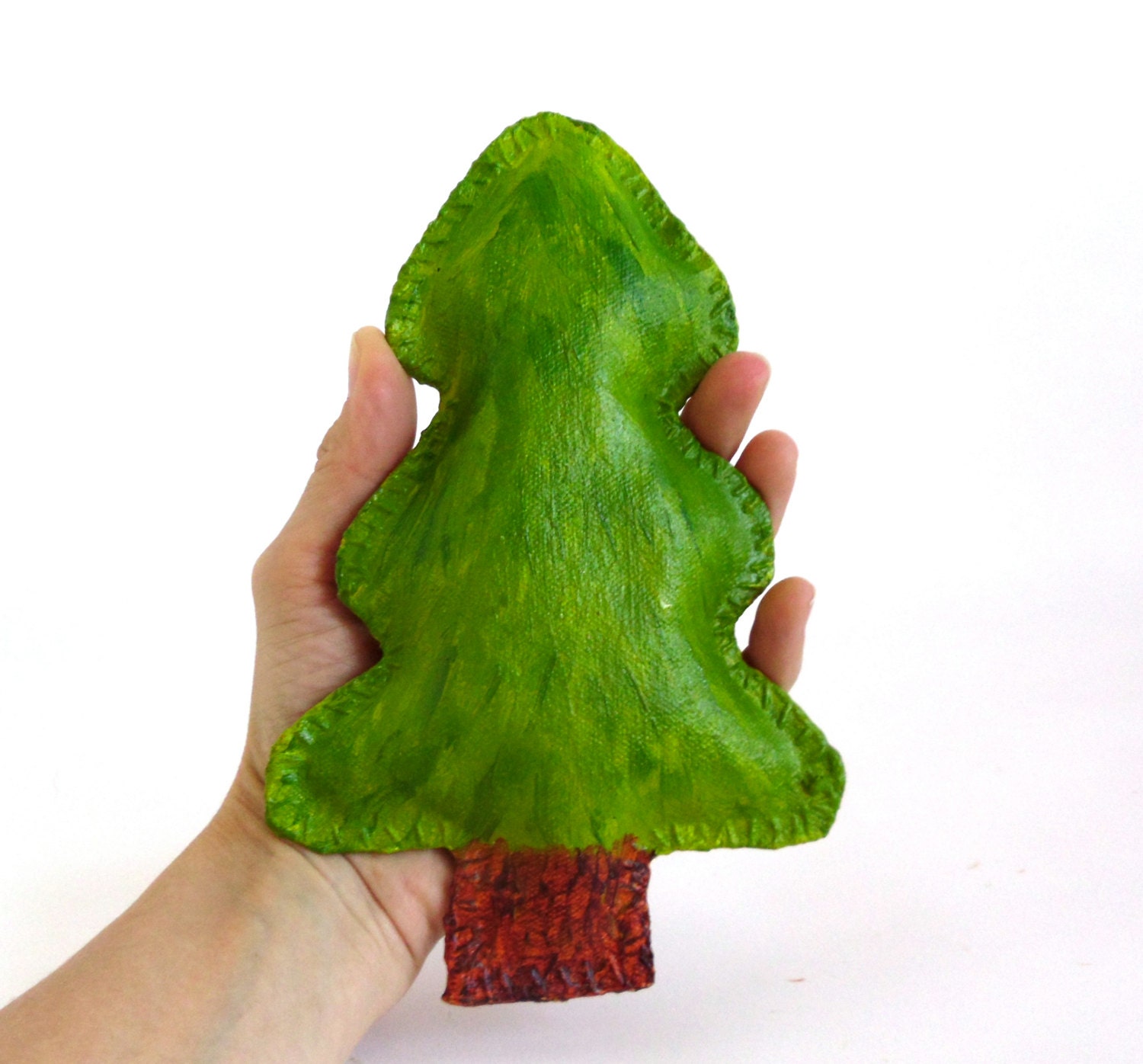Pine Tree Paperweight. Hand Painted Art Sculpture. Original. Home Decor. UV protected. Handmade by Calico CIty