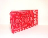 Small Zipper Pouch Small Wallet Cosmetic Pouch Fabric Pouch Odds and Ends on Salmon