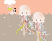 Childrens Art, Nursery Prints, Art for Kids Room, Bedroom Decor - 'Wriggle Jiggle Jellies' by Schmooks