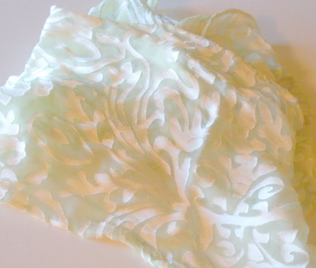 Light Green Abstract Devore Silk Scarf