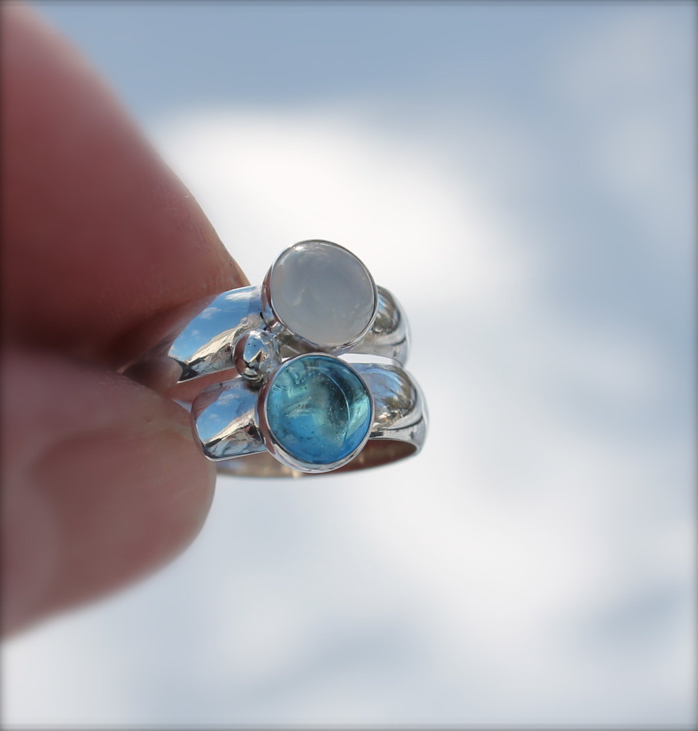 Birthstone Ring. Two stone Fairy Tale Ring. Mothers gift. Sterling Silver. Mother's Ring. Grandmothers.Grandma. Sisters. Friends