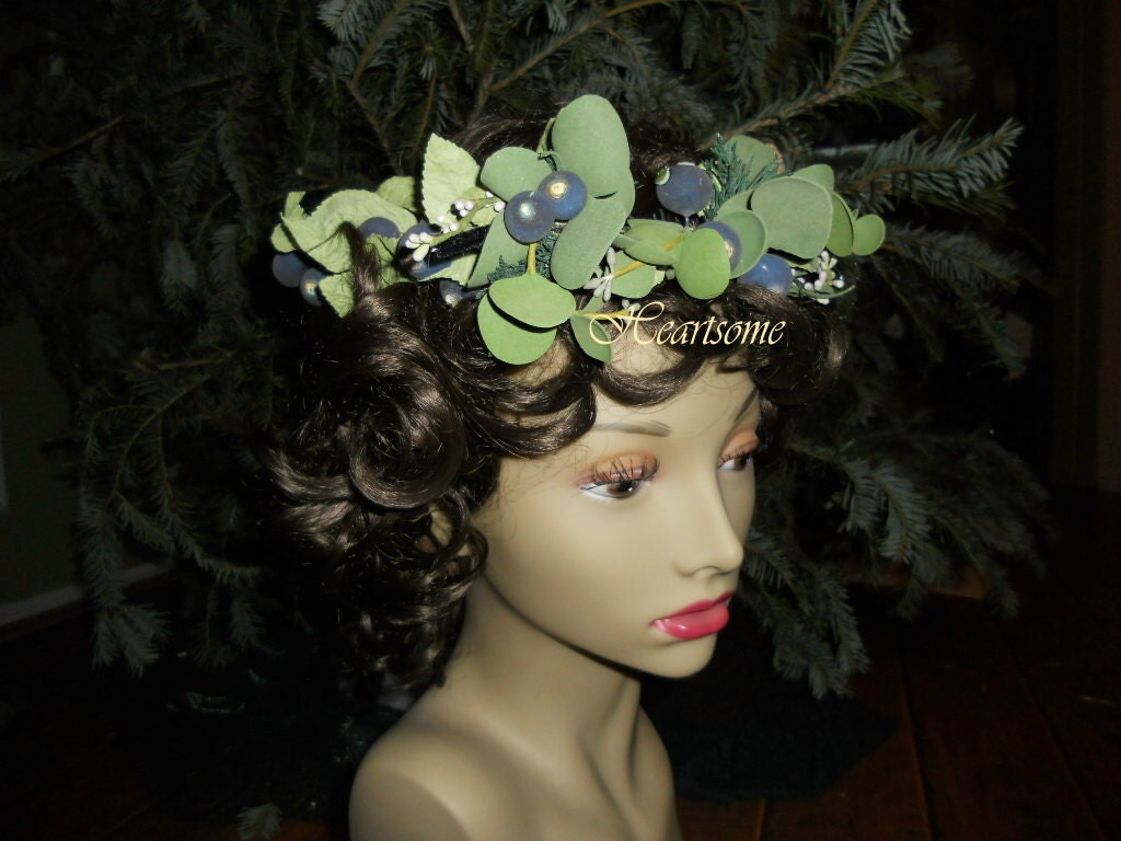 Head wreath blueberry renaissance fairy fairie costume whimsical pixie costume