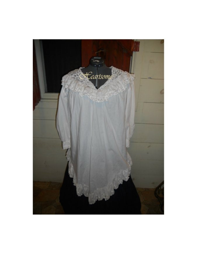 Vintage Nightie Shirt Renaissance style blouse tunic chemise costume womensplus XXL