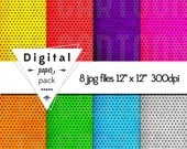 SuperHero grungy polka dot Paper Pack - 8 Printable Digital Scrapbooking Papers - 12 x 12 - 300 DPI - INSTANT DOWNLOAD