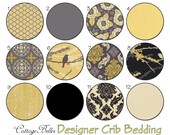 Custom Crib Sheet  or Toddler Bed Sheet - Aviary Granite - Damask Birds Flowers - by Cottage Belles on Etsy