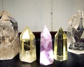 Quartz Citrine Fluorite 5 Crystal set - lot of crystals -clear yellow Citrine Quartz display lapidary supplies polished