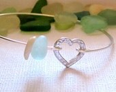 Seaglass Heart Bangle Beach Bracelet