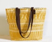 screen printed tote bag - Mustard Market Weave