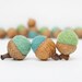 Felt Acorns, 12 Handmade Wool Turquoise Blue Teal Green eco friendly Waldorf Colorful Christmas Gift Beach Cottage