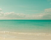 Fine Art Abstract Photograph. To The Ends of the Ocean. Clouds. Teal Green Blue Water. White Sands. Home Decor 8x12 Print