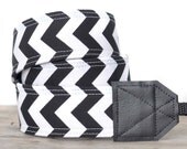 MADE TO ORDER - Camera Strap - Black and White Chevron