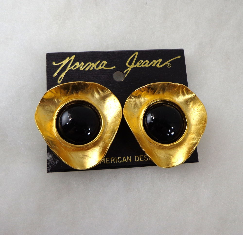 Vintage Norma Jean Earrings Gold Tone Signed Clip On Marilyn Monroe