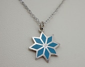 Vintage Bell Trading Post Turquoise Sterling Necklace Silver Star Flower Inlaid Native American