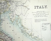 1890 Large Two-Page Special Library Edition Antique Map of Italy