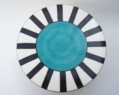 Cake Stand  Turquoise and Black Stripe
