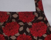 Plus Size Apron w/ 2 Pockets - Red Mums - Red and Black Flowers Womens