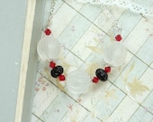 Beaded Necklace Red Black Necklace Chunky Necklace Statement Necklace Romantic Necklace