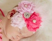 Newborn headbands...Baby headbands..Shades of Pink vintage Shabby Chic inspired also great for toddler...girls...and women